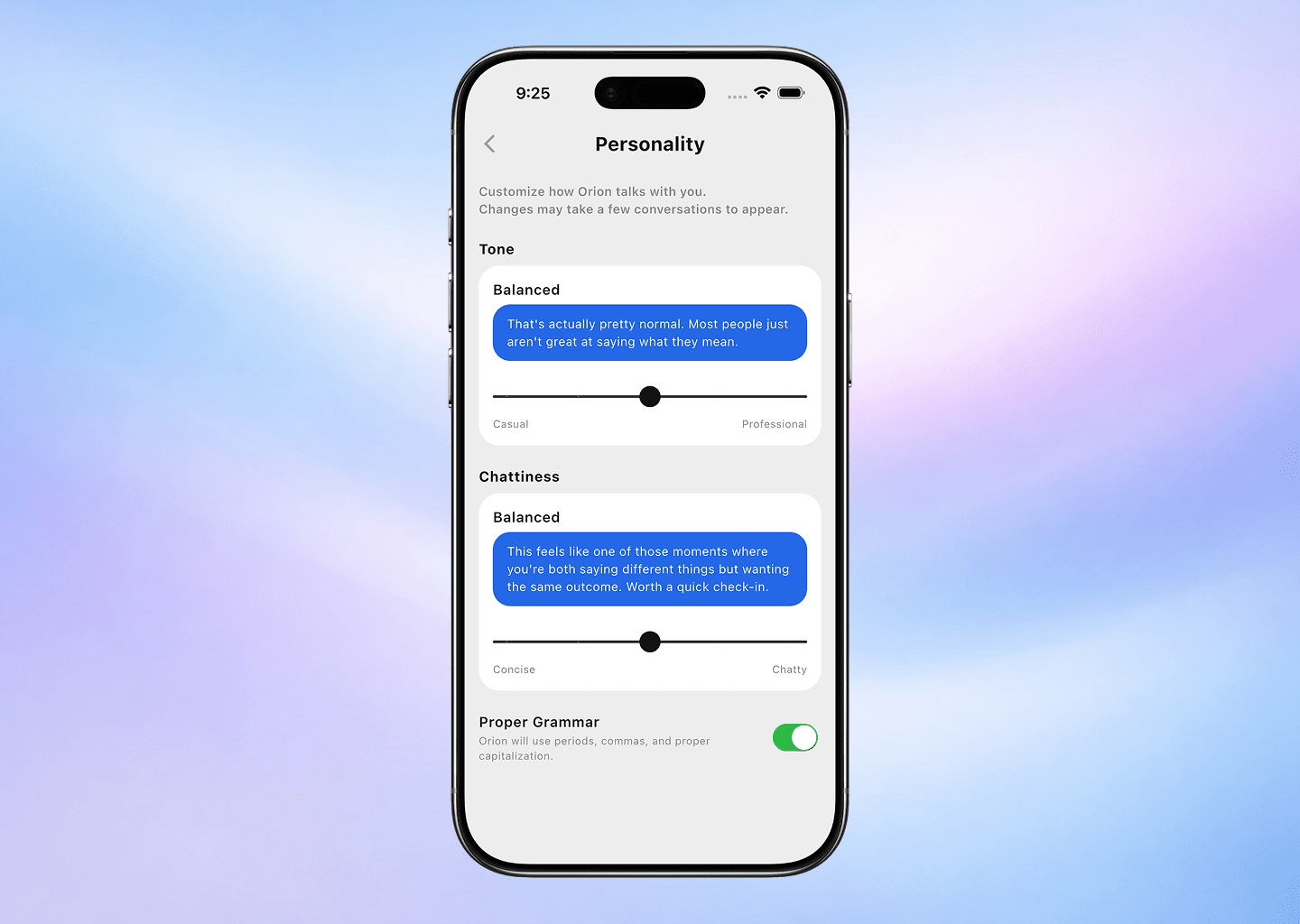 Navigator customization settings