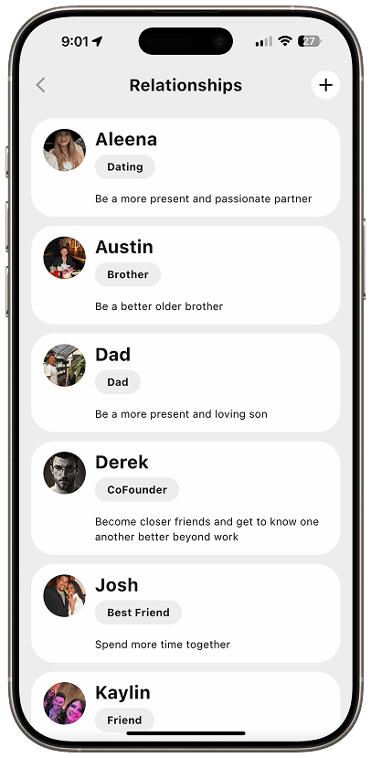 Relationships mockup
