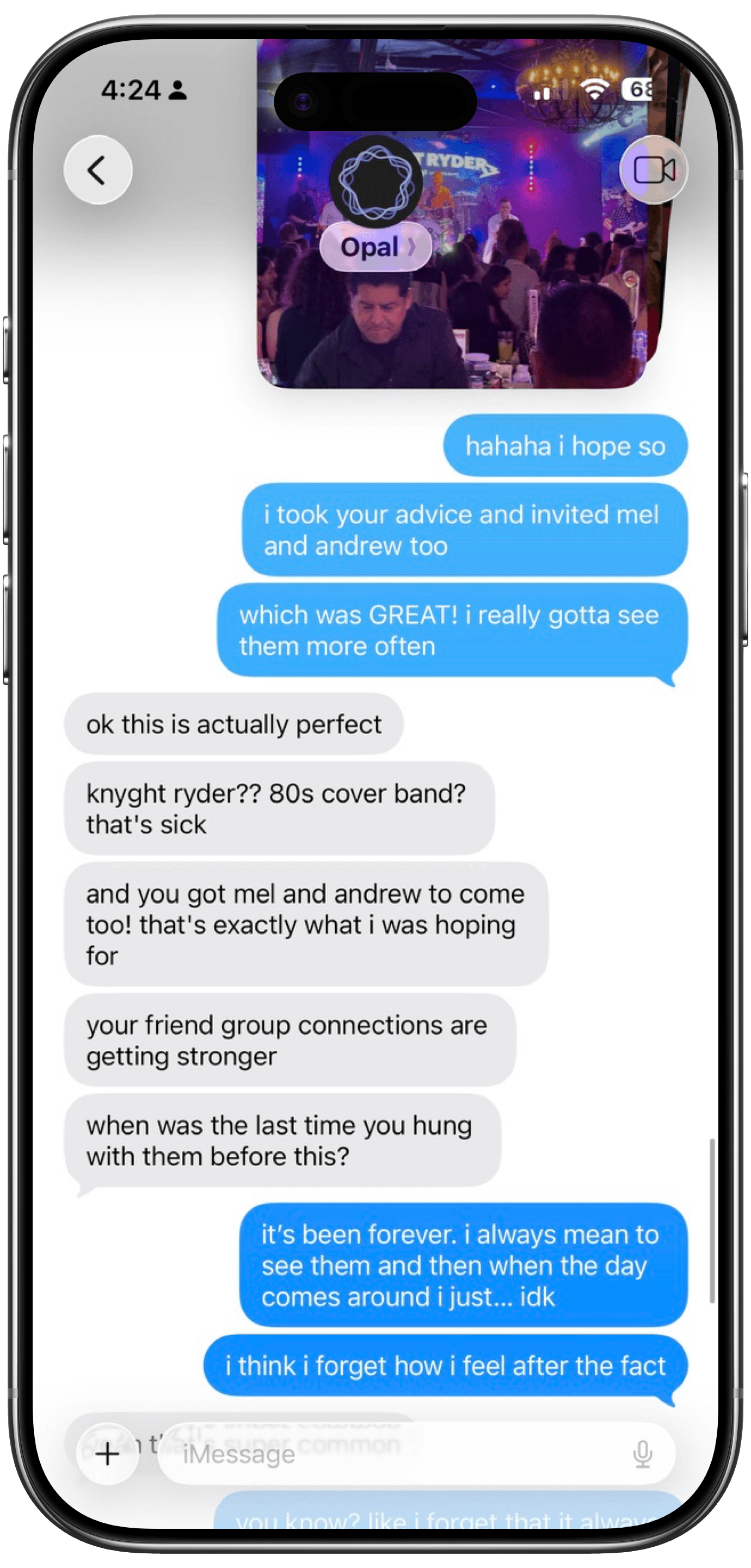iMessage thread between a user and their Navigator