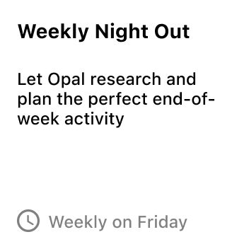 Weekly Night Out card